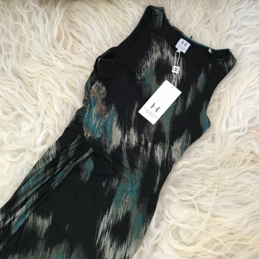 Halston Heritage Pleated Faux Wrap Cocktail Dress - Picture 9 of 9